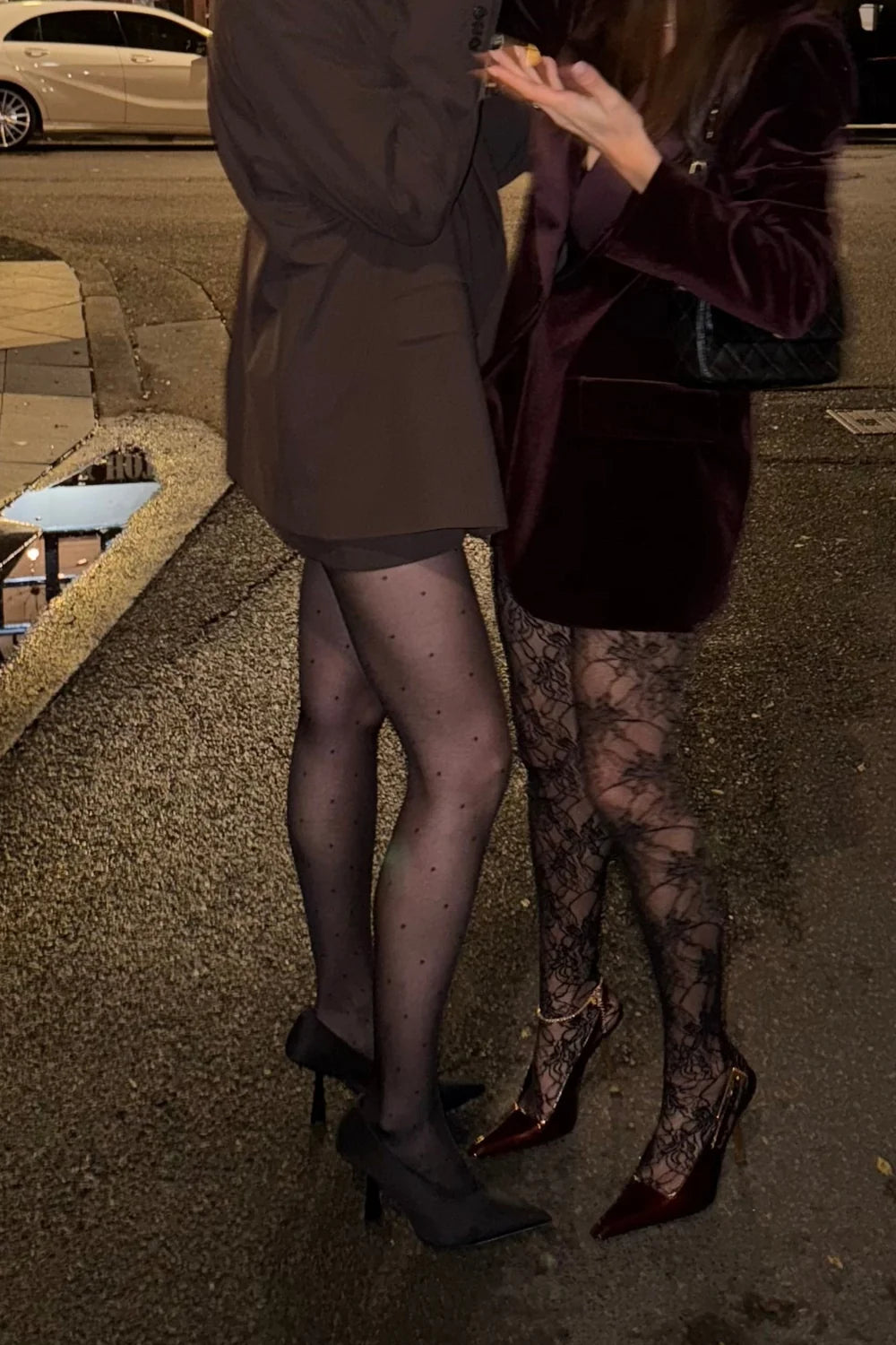 Detail view of INSTOCK Eclipse patterned tights